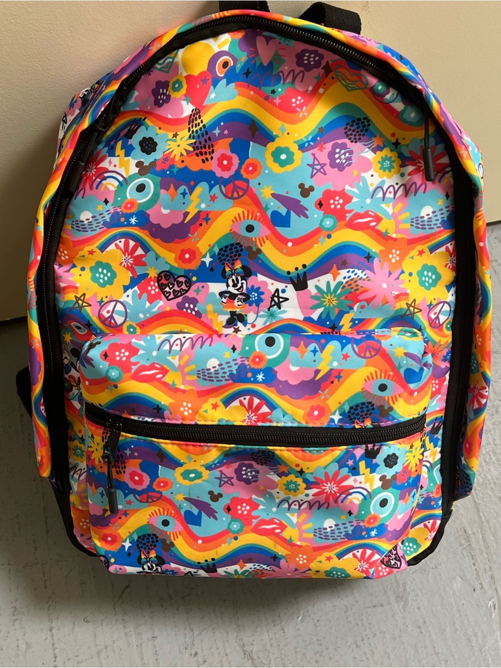 Colorful Kids Backpack with Rainbow & Floral Print purchased at Disneyland